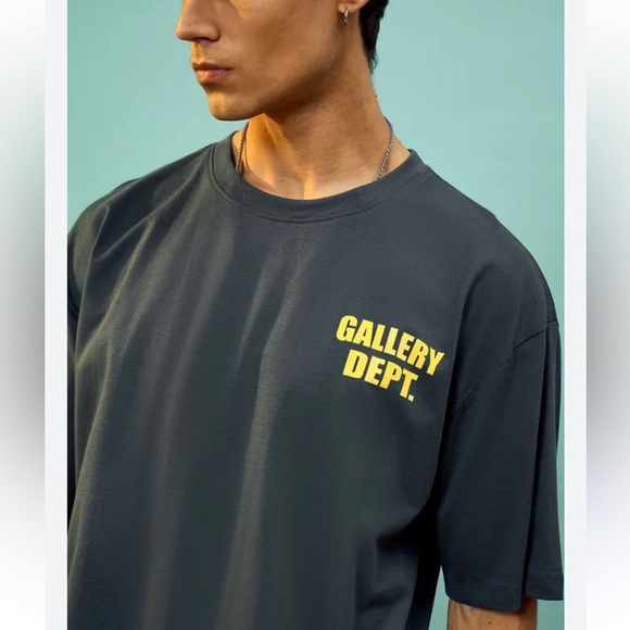 Gallery Dept Other - Gallery Dept Men’s Small Black Yellow Crew Neck Logo Tee Casual Hollywood CA
